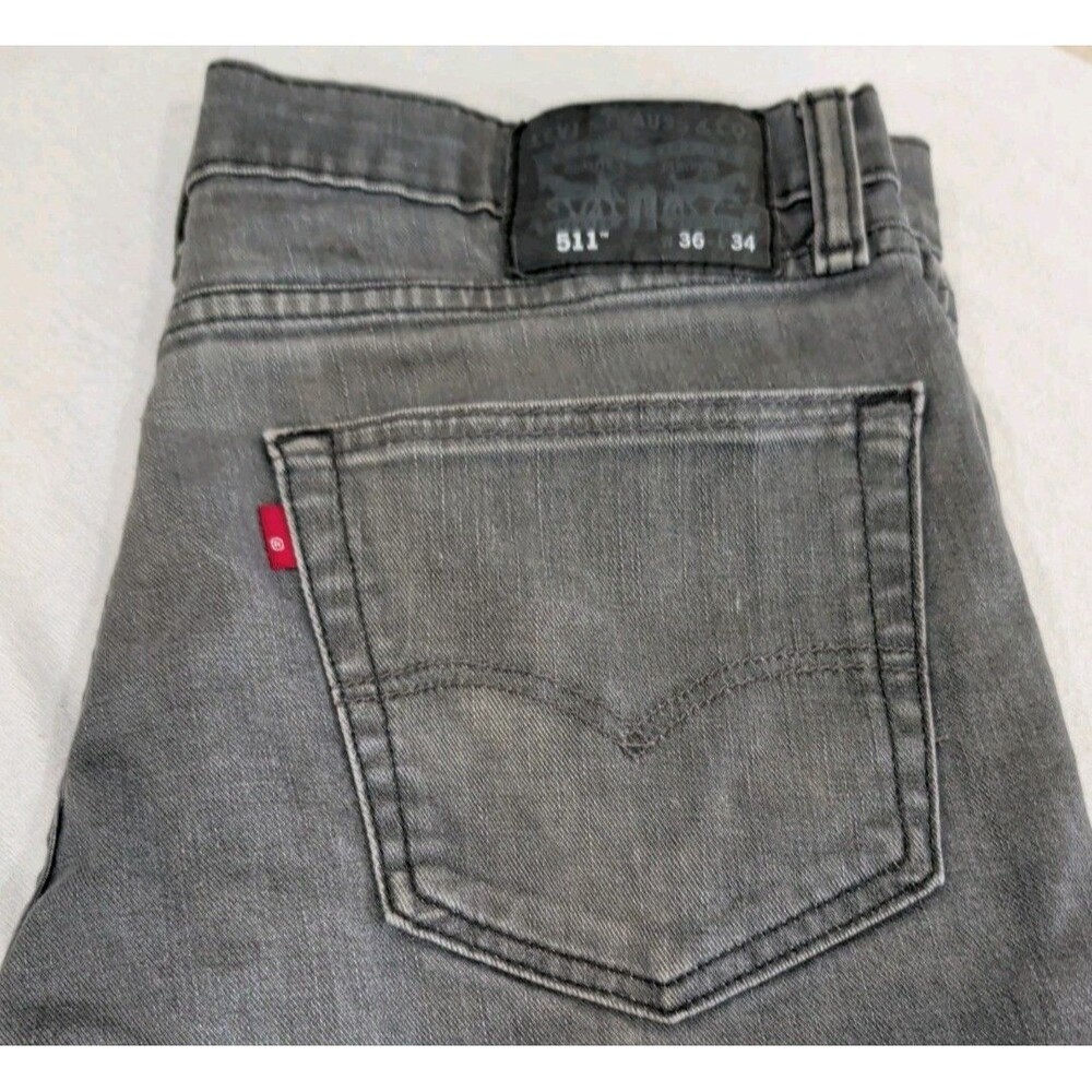 Levi's 511 Mens Size 36 X 34 Gray Straight Jeans